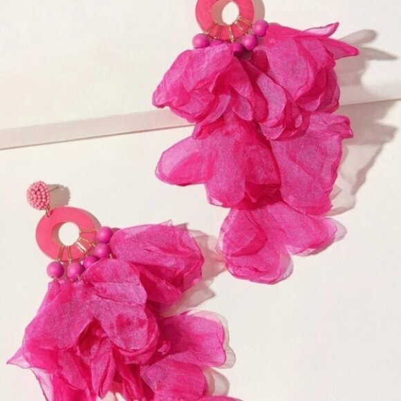 Pink Petal Earrings - Picture 4 of 12